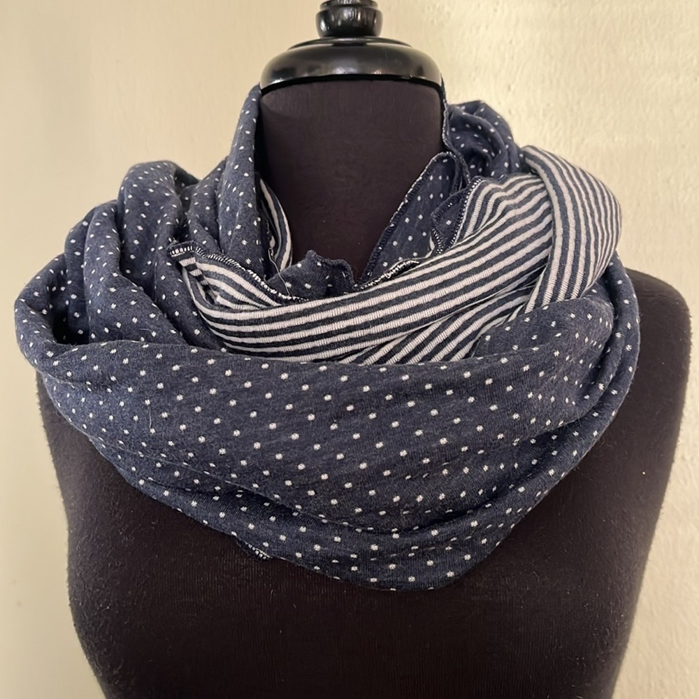 BCBGeneration infinity scarf reversible stripes and polka dots